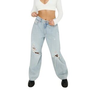 Garage High Rise Baggy Distressed Denim Jeans in Colour Briar Blue 31" Waist